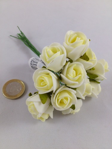 Foam mini rose 2 cm cream (12 p.)